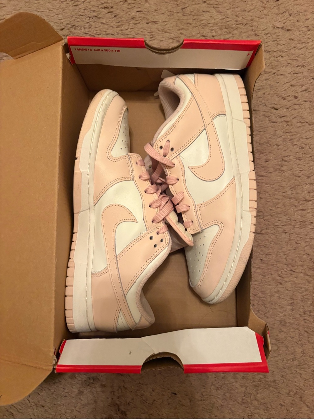 Nike Women's Low Top Sneakers Pink and White (worn once)
